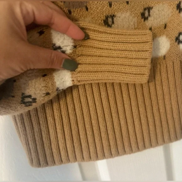 Women’s ZARA Sweater Pullover Sheep 1/4 Button Turtleneck Cozy Knit Small. - Picture 4 of 6